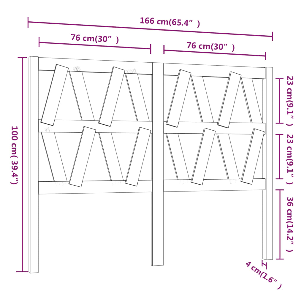 Hoofdbord 166x4x100 cm massief grenenhout zwart is nu te koop bij PeponiXL, paradijselijk wonen!