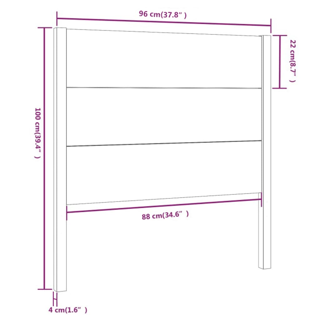Hoofdbord 96x4x100 cm massief grenenhout is nu te koop bij PeponiXL, paradijselijk wonen!