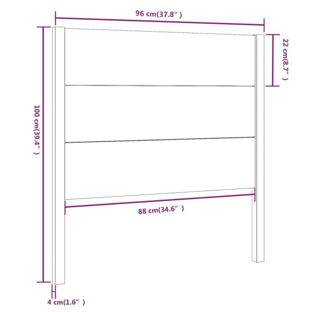 Hoofdbord 96x4x100 cm massief grenenhout grijs is nu te koop bij PeponiXL, paradijselijk wonen!