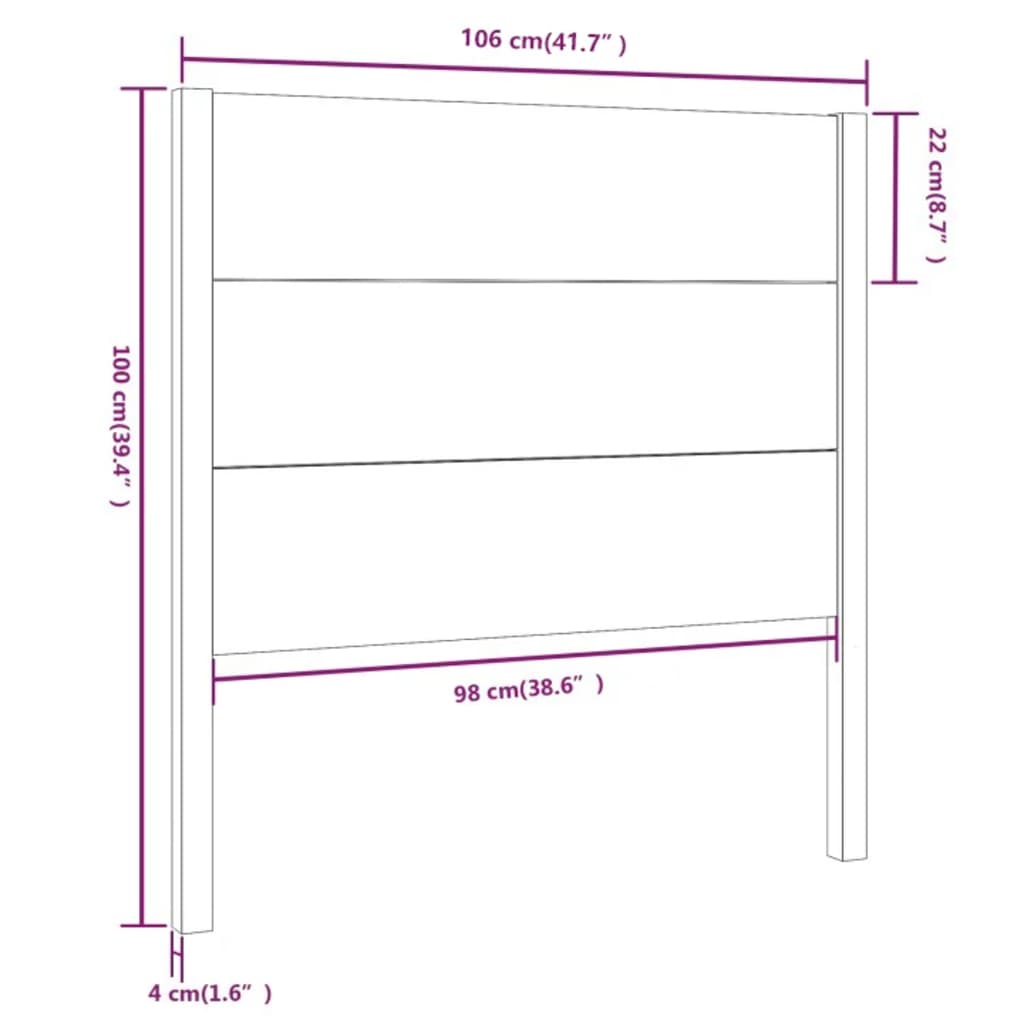 Hoofdbord 106x4x100 cm massief grenenhout wit is nu te koop bij PeponiXL, paradijselijk wonen!