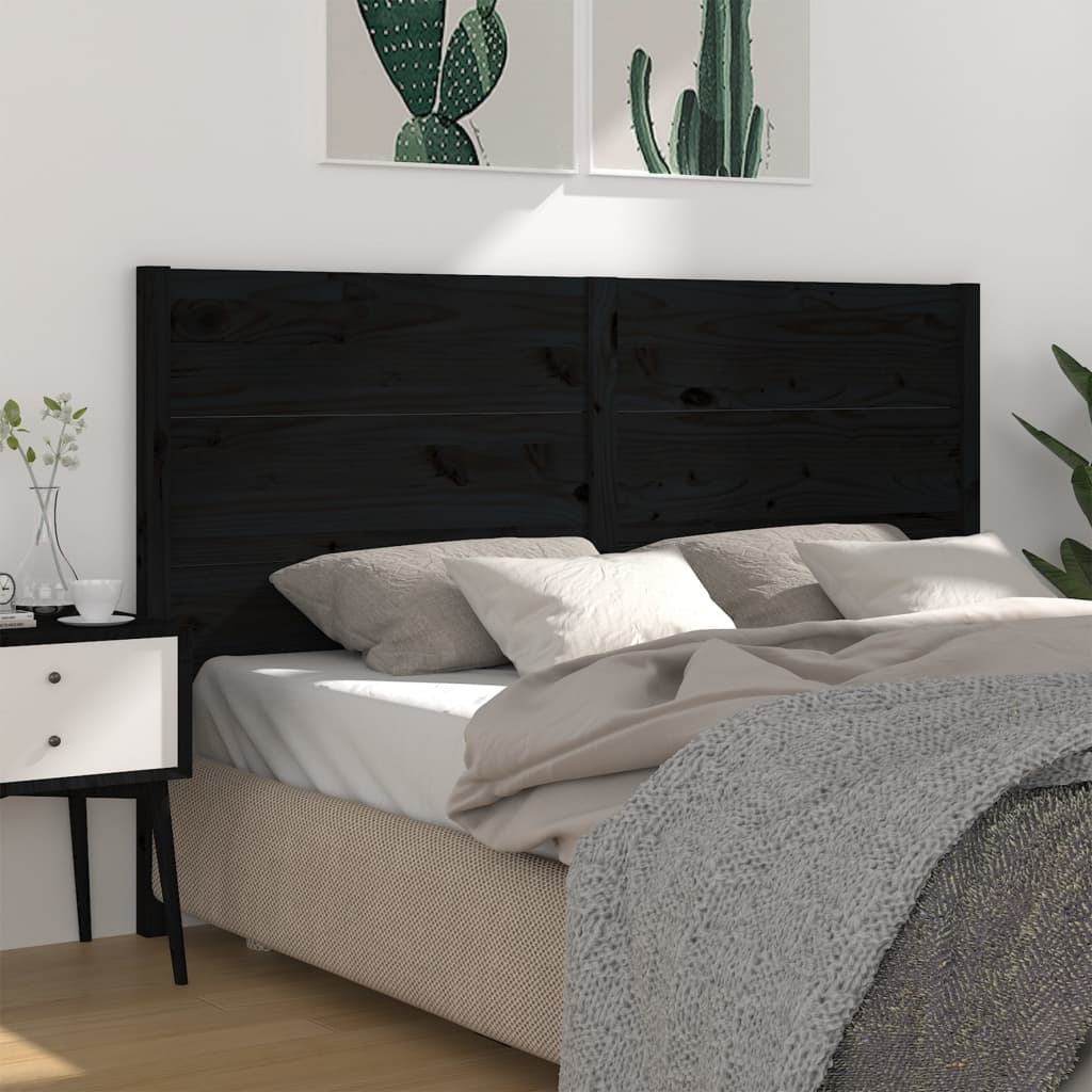 Hoofdbord 126x4x100 cm massief grenenhout zwart is nu te koop bij PeponiXL, paradijselijk wonen!