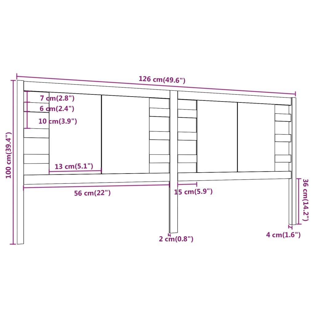 Hoofdbord 126x4x100 cm massief grenenhout grijs is nu te koop bij PeponiXL, paradijselijk wonen!