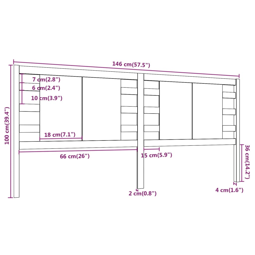 Hoofdbord 146x4x100 cm massief grenenhout grijs is nu te koop bij PeponiXL, paradijselijk wonen!