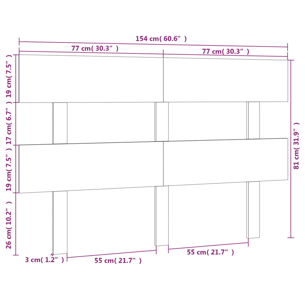 Hoofdbord 154x3x81 cm massief grenenhout is nu te koop bij PeponiXL, paradijselijk wonen!