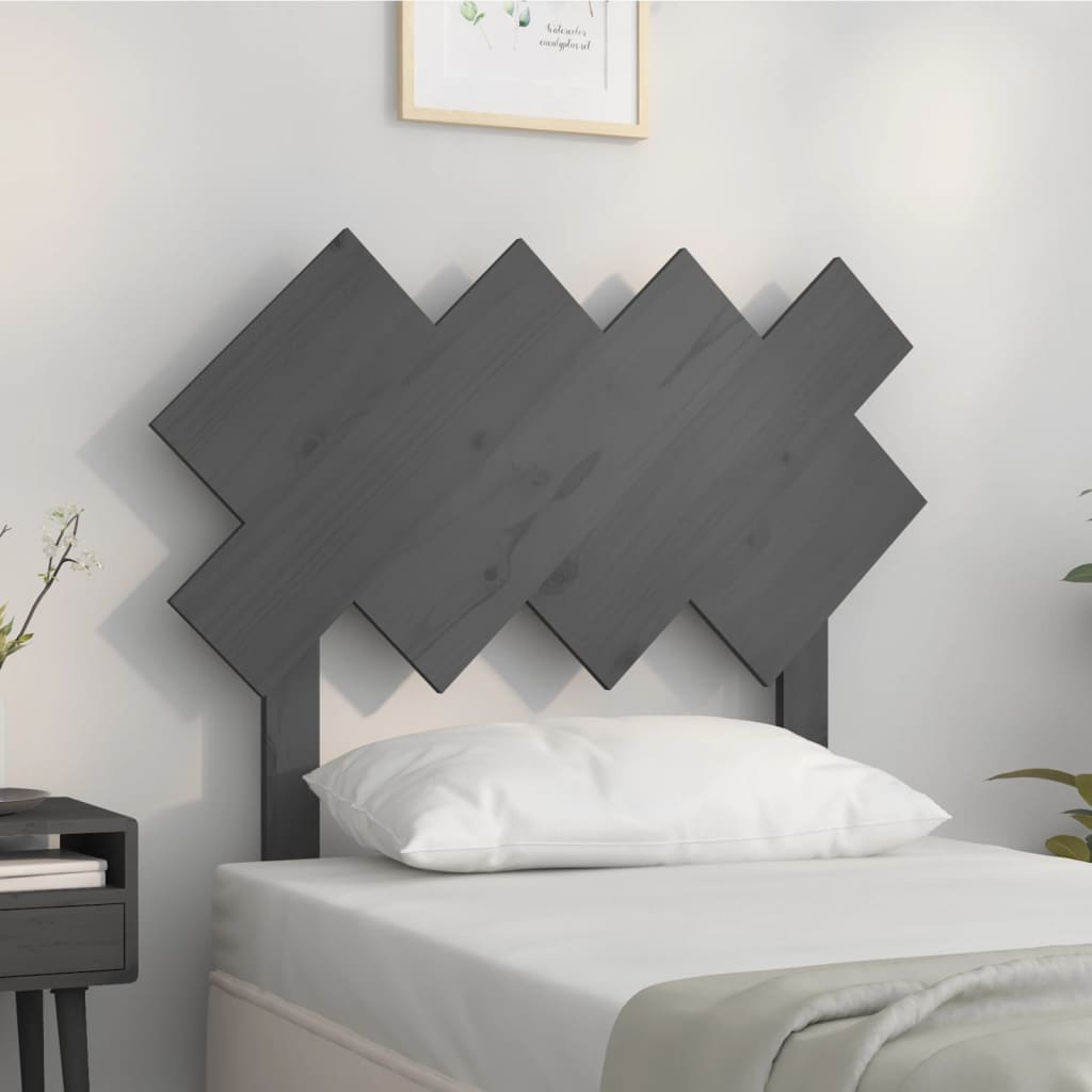 Hoofdbord 92x3x81 cm massief grenenhout grijs is nu te koop bij PeponiXL, paradijselijk wonen!