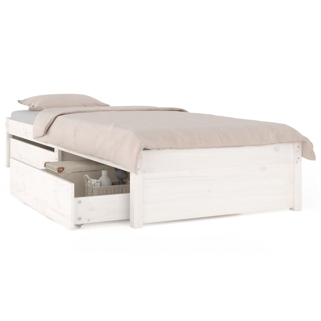 Bedframe met lades wit 75x190 cm is nu te koop bij PeponiXL, paradijselijk wonen!