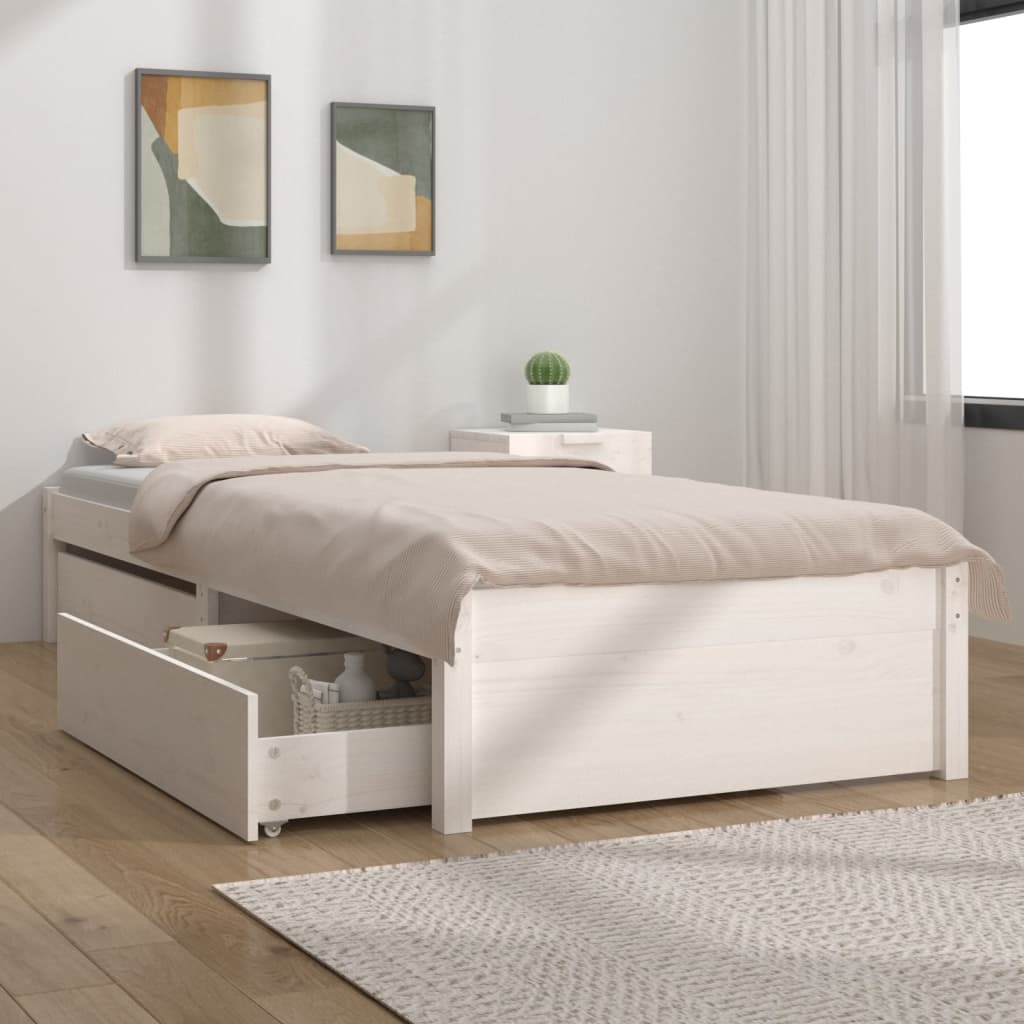 Bedframe met lades wit 75x190 cm is nu te koop bij PeponiXL, paradijselijk wonen!