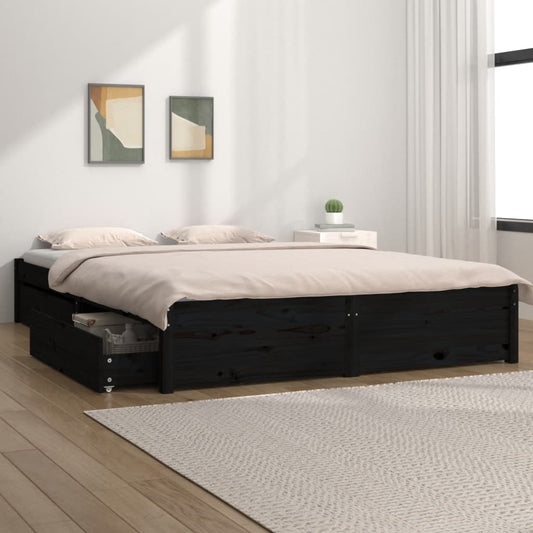 Bedframe met lades zwart 200x200 cm