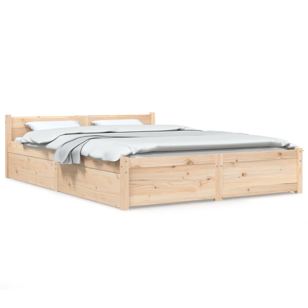 Bedframe met lades wit 135x190 cm is nu te koop bij PeponiXL, paradijselijk wonen!