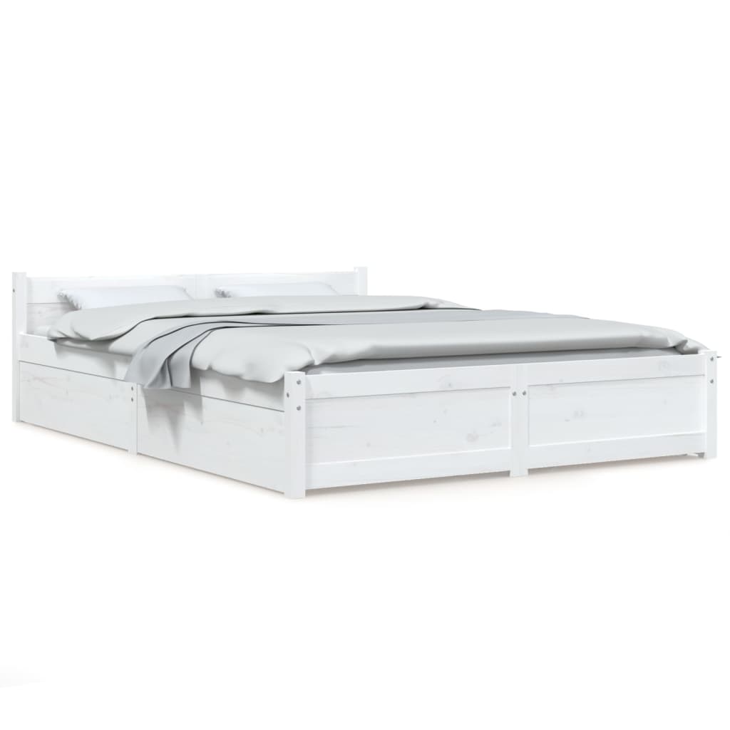 Bedframe met lades wit 135x190 cm is nu te koop bij PeponiXL, paradijselijk wonen!