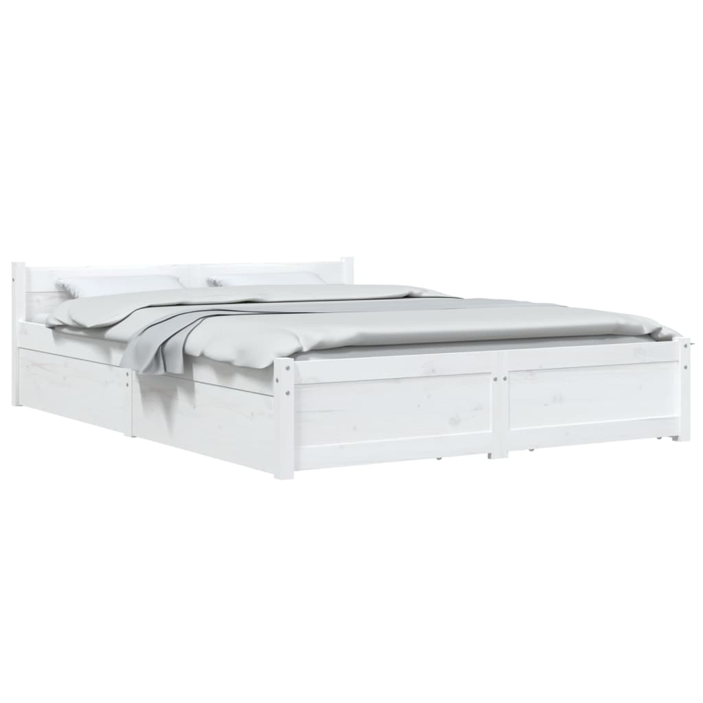 Bedframe met lades wit 135x190 cm is nu te koop bij PeponiXL, paradijselijk wonen!