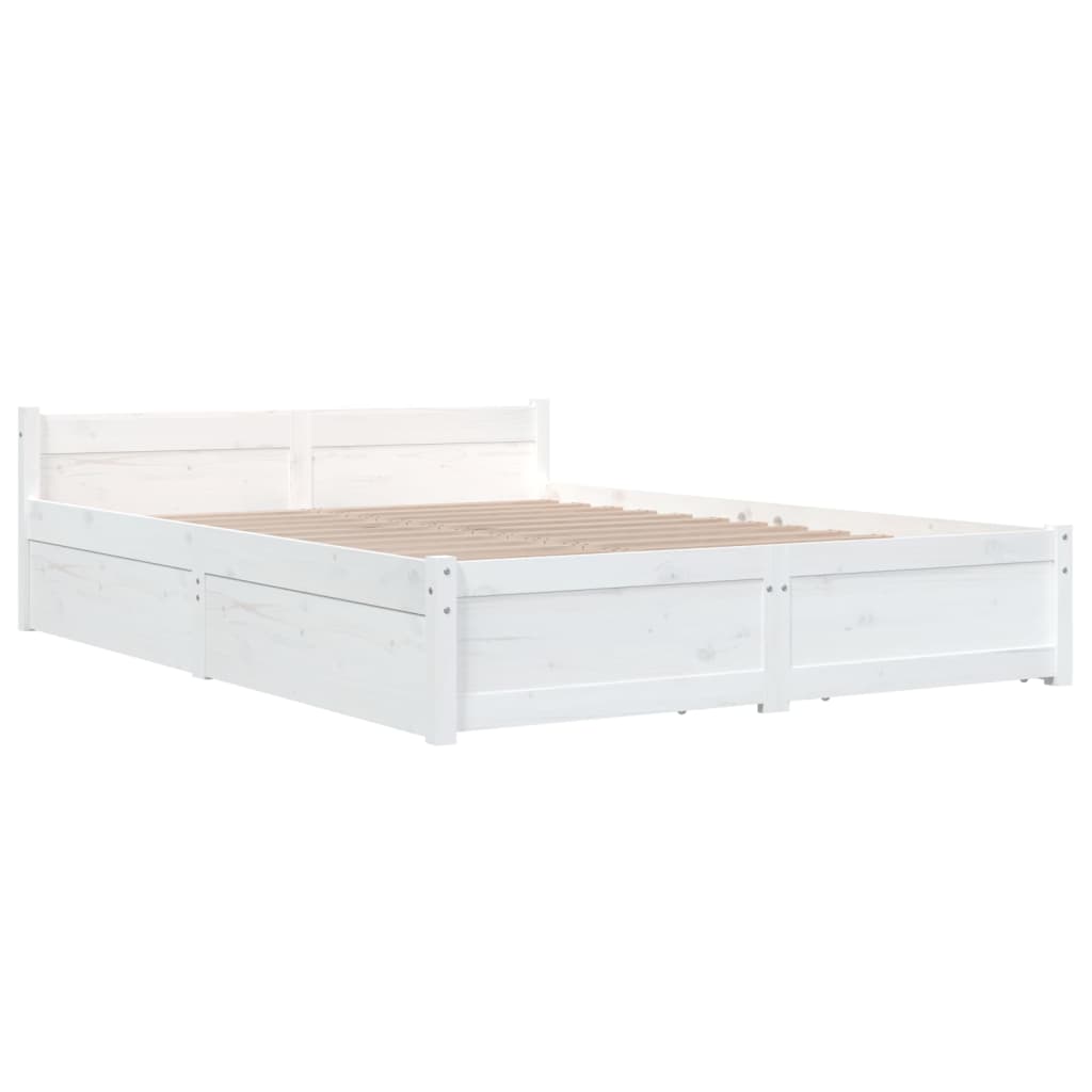 Bedframe met lades wit 135x190 cm is nu te koop bij PeponiXL, paradijselijk wonen!