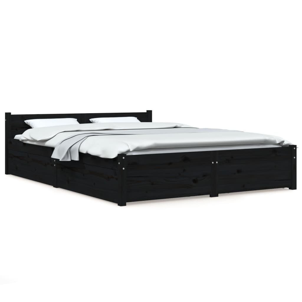 Bedframe met lades zwart 150x200 cm