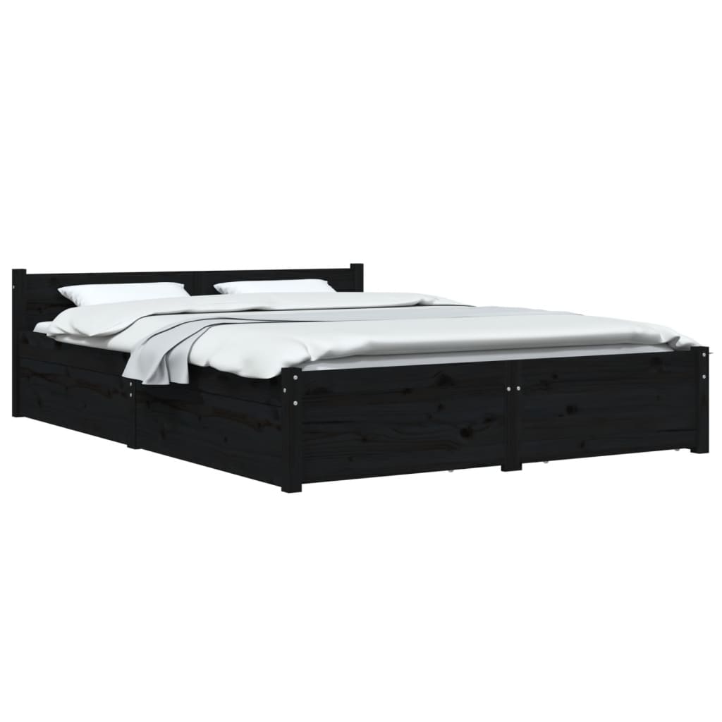 Bedframe met lades zwart 150x200 cm