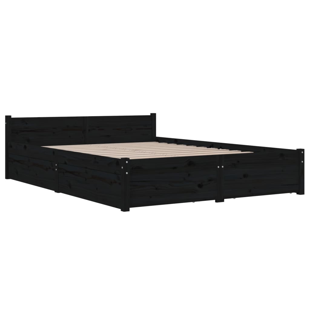Bedframe met lades zwart 150x200 cm