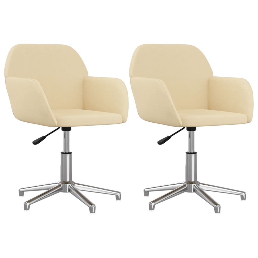 Eetkamerstoelen 2 st draaibaar stof crèmekleurig is nu te koop bij PeponiXL, paradijselijk wonen!