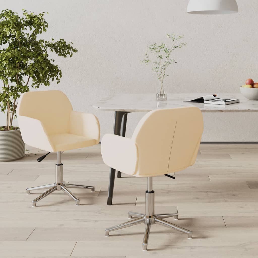 Eetkamerstoelen 2 st draaibaar stof crèmekleurig is nu te koop bij PeponiXL, paradijselijk wonen!
