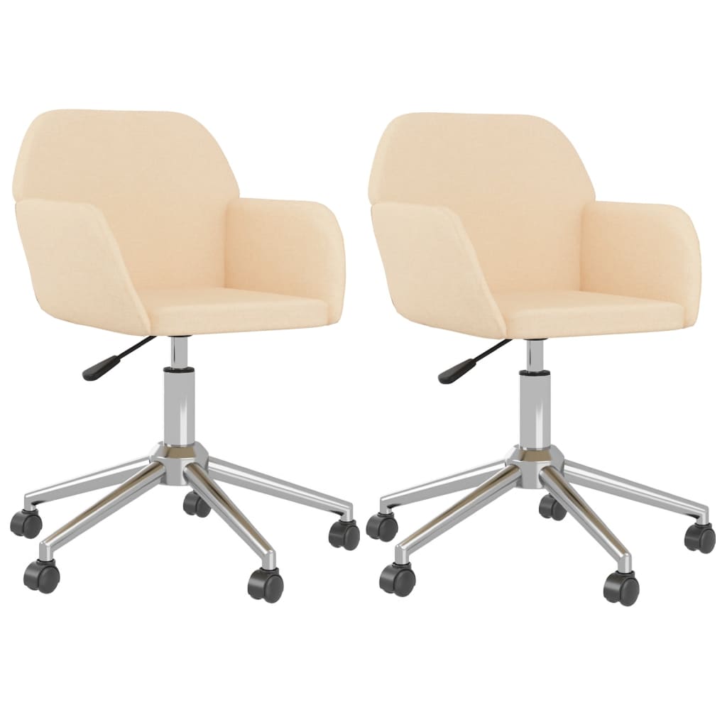 Eetkamerstoelen 2 st draaibaar stof crèmekleurig is nu te koop bij PeponiXL, paradijselijk wonen!