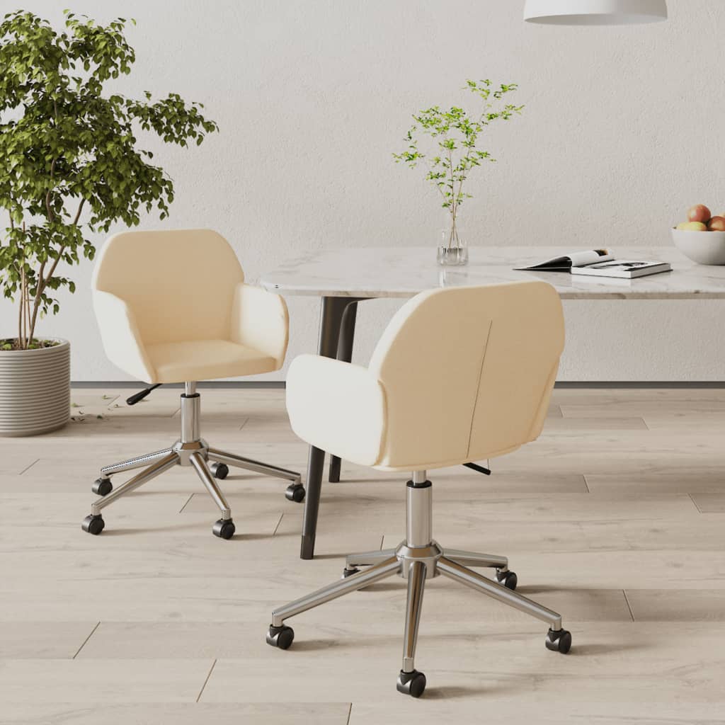 Eetkamerstoelen 2 st draaibaar stof crèmekleurig is nu te koop bij PeponiXL, paradijselijk wonen!