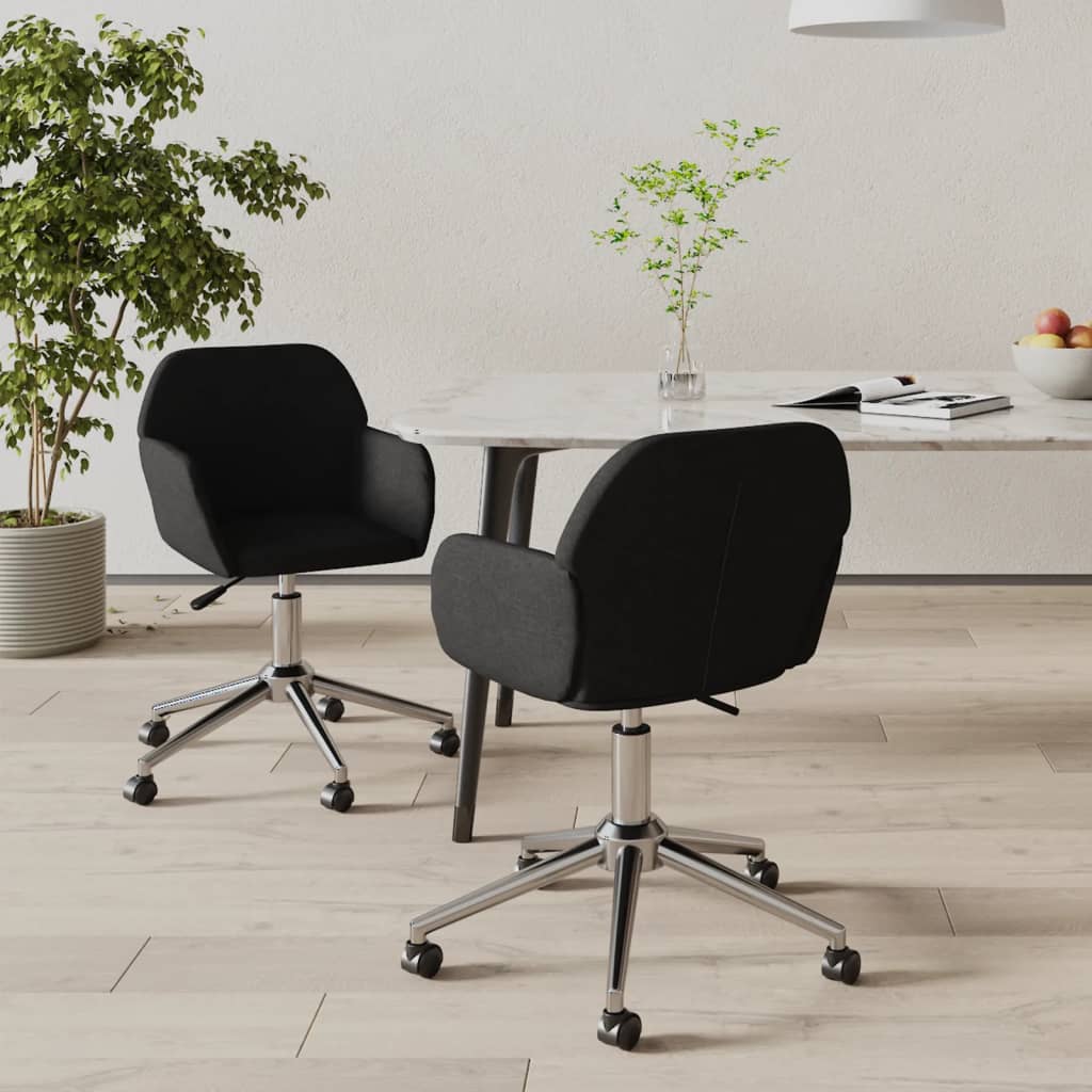 Eetkamerstoelen draaibaar 2 st stof zwart is nu te koop bij PeponiXL, paradijselijk wonen!