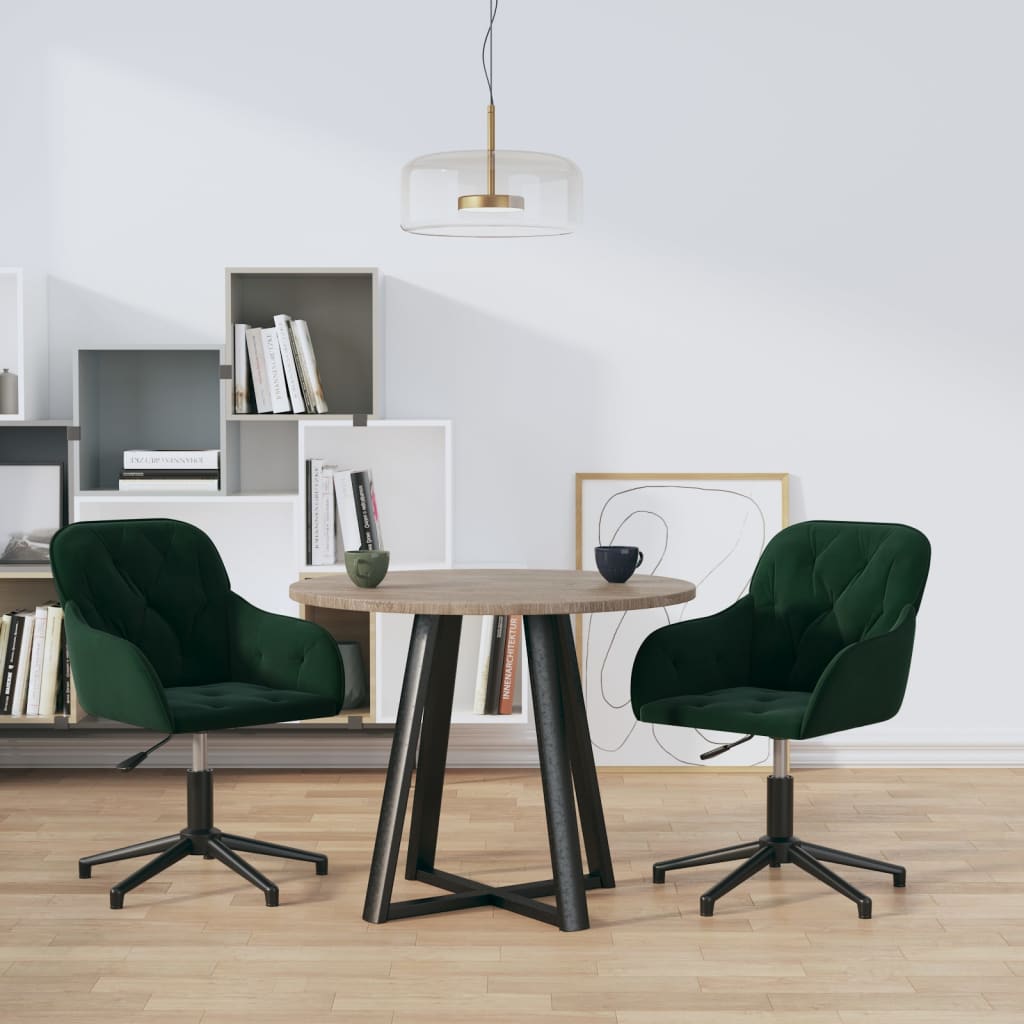 Eetkamerstoelen draaibaar 2 st fluweel donkergroen is nu te koop bij PeponiXL, paradijselijk wonen!