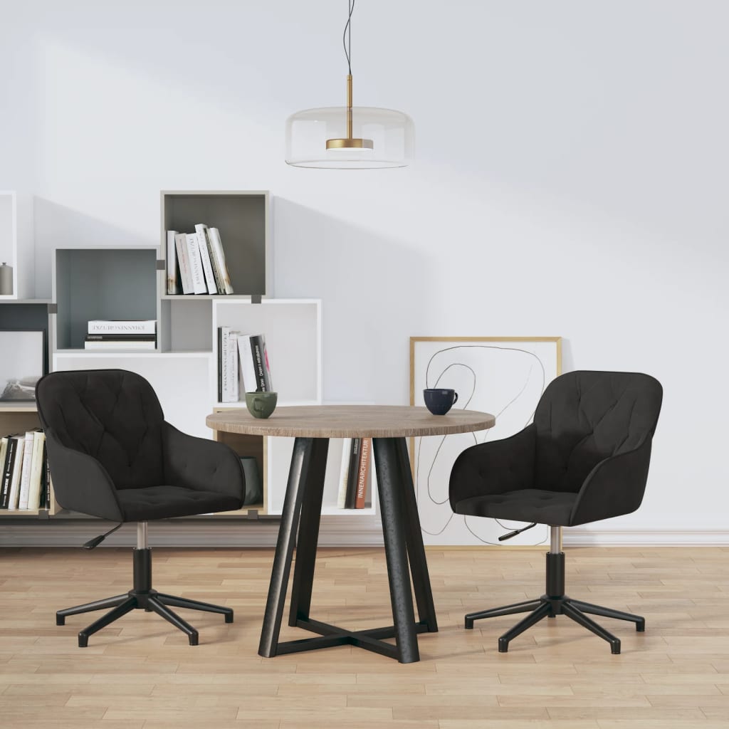 Eetkamerstoelen draaibaar 2 st fluweel zwart is nu te koop bij PeponiXL, paradijselijk wonen!