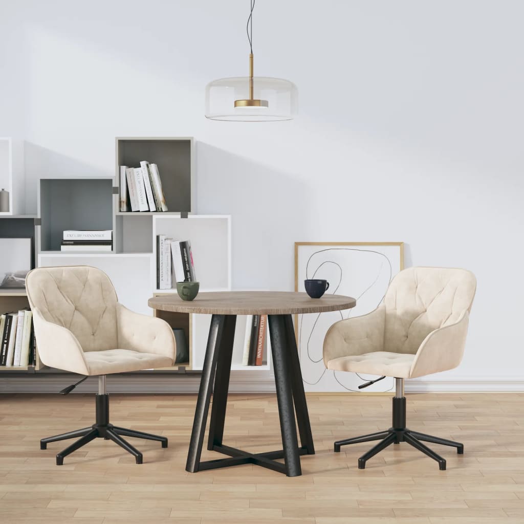 Eetkamerstoelen draaibaar 2 st fluweel crèmekleurig is nu te koop bij PeponiXL, paradijselijk wonen!