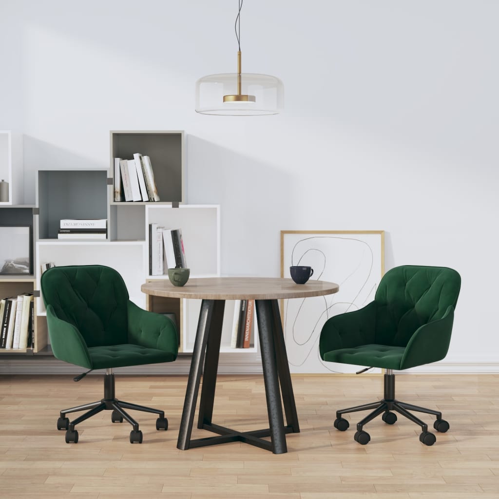 Eetkamerstoelen draaibaar 2 st fluweel donkergroen is nu te koop bij PeponiXL, paradijselijk wonen!