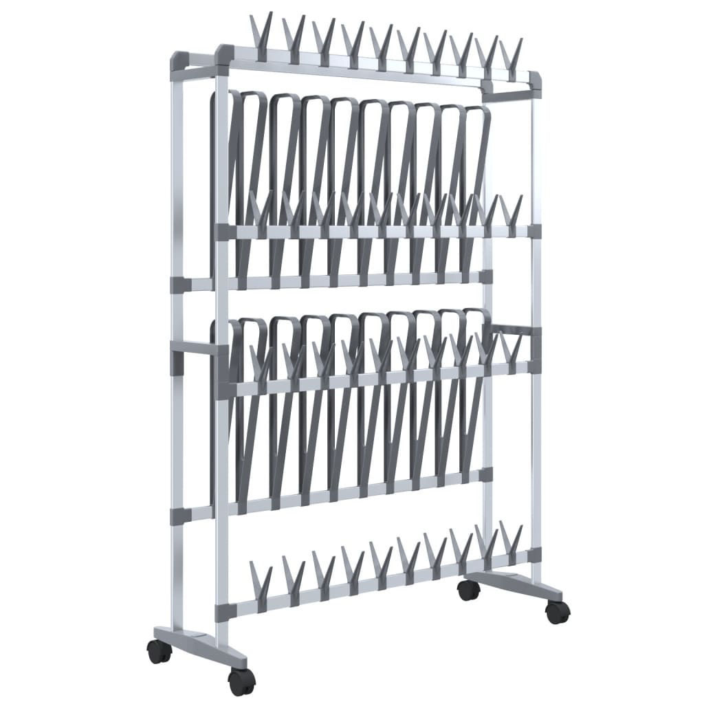 Schoenenrek met wieltjes 89x27x120 cm zilverkleurig is nu te koop bij PeponiXL, paradijselijk wonen!
