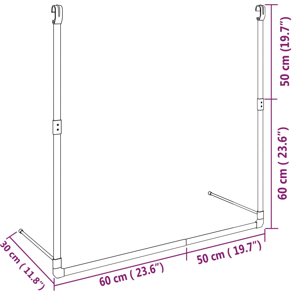 Kledingroede telescopisch hangend zilverkleurig is nu te koop bij PeponiXL, paradijselijk wonen!