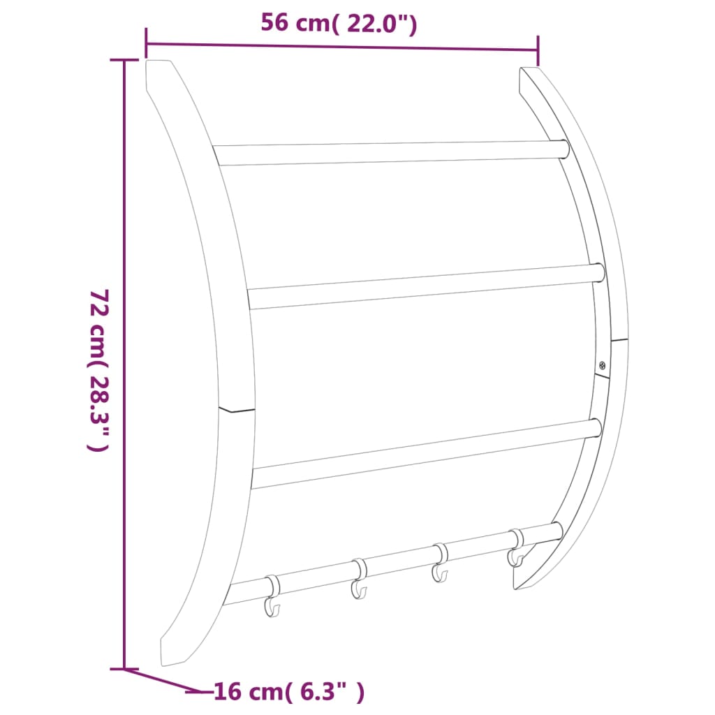 Handdoekenrek met haken 56x16x72 cm aluminium zilverkleurig is nu te koop bij PeponiXL, paradijselijk wonen!