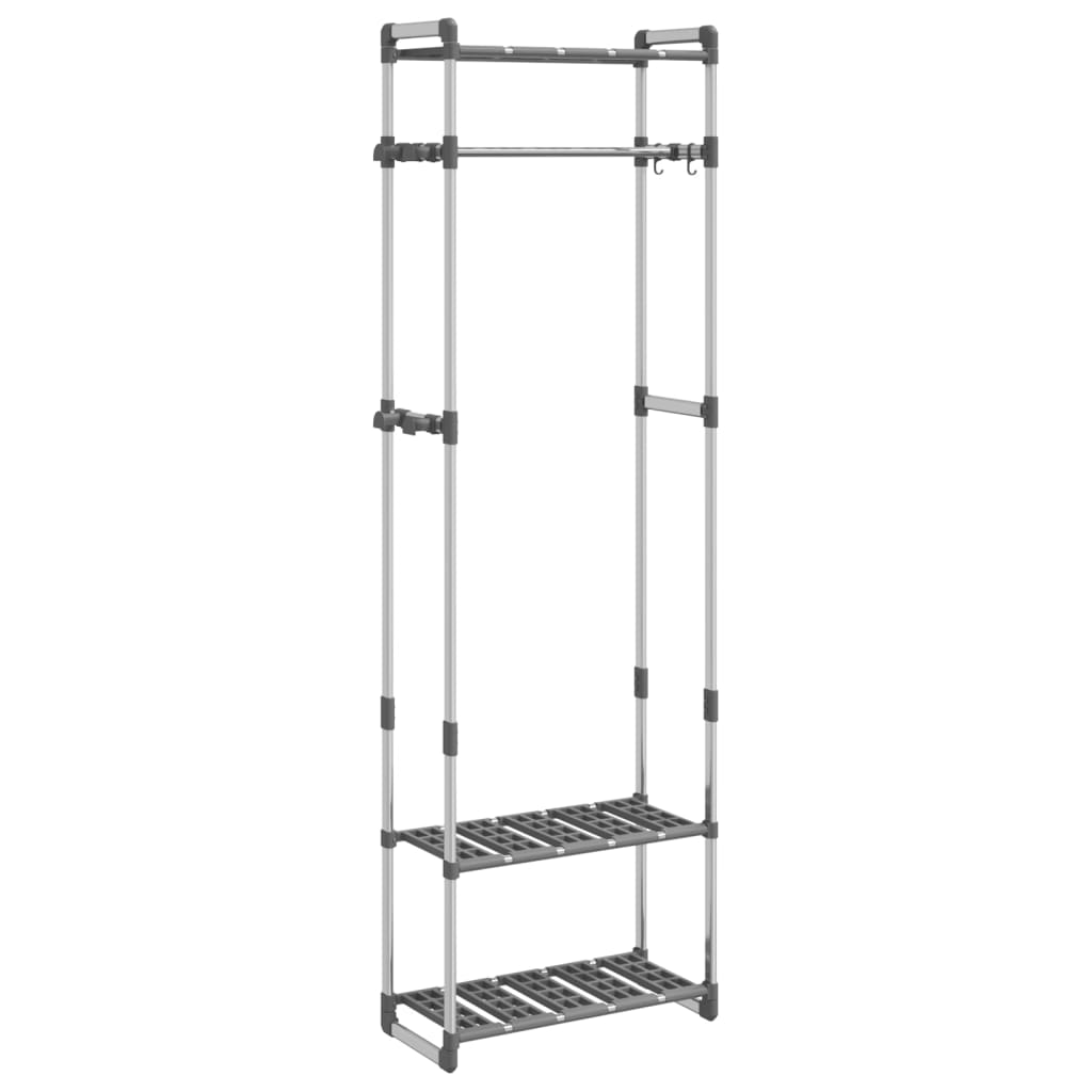 Kledingrek 3-laags 59x29x192 cm aluminium zilverkleurig is nu te koop bij PeponiXL, paradijselijk wonen!