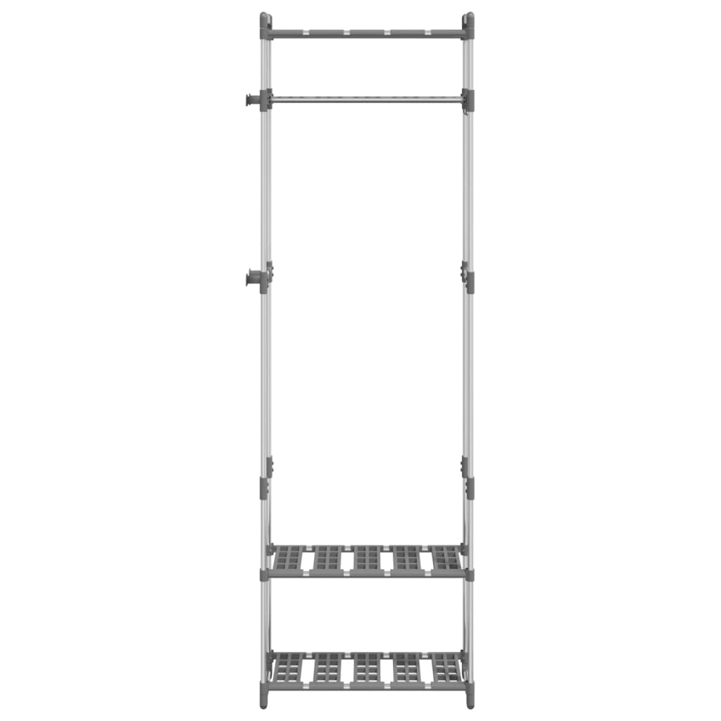 Kledingrek 3-laags 59x29x192 cm aluminium zilverkleurig is nu te koop bij PeponiXL, paradijselijk wonen!