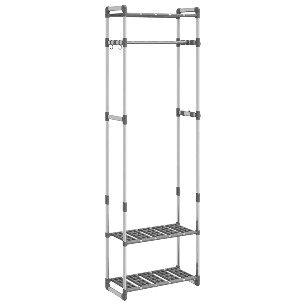 Kledingrek 3-laags 59x29x192 cm aluminium zilverkleurig is nu te koop bij PeponiXL, paradijselijk wonen!