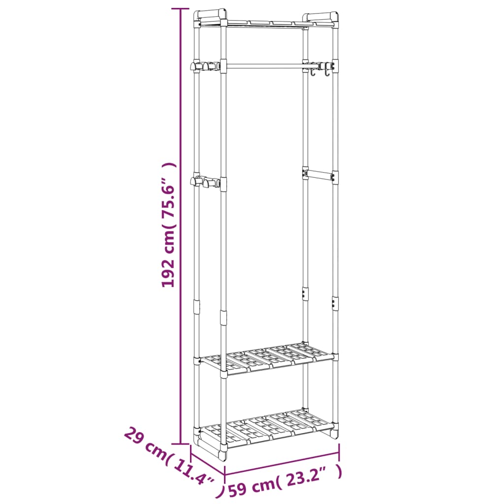 Kledingrek 3-laags 59x29x192 cm aluminium zilverkleurig is nu te koop bij PeponiXL, paradijselijk wonen!