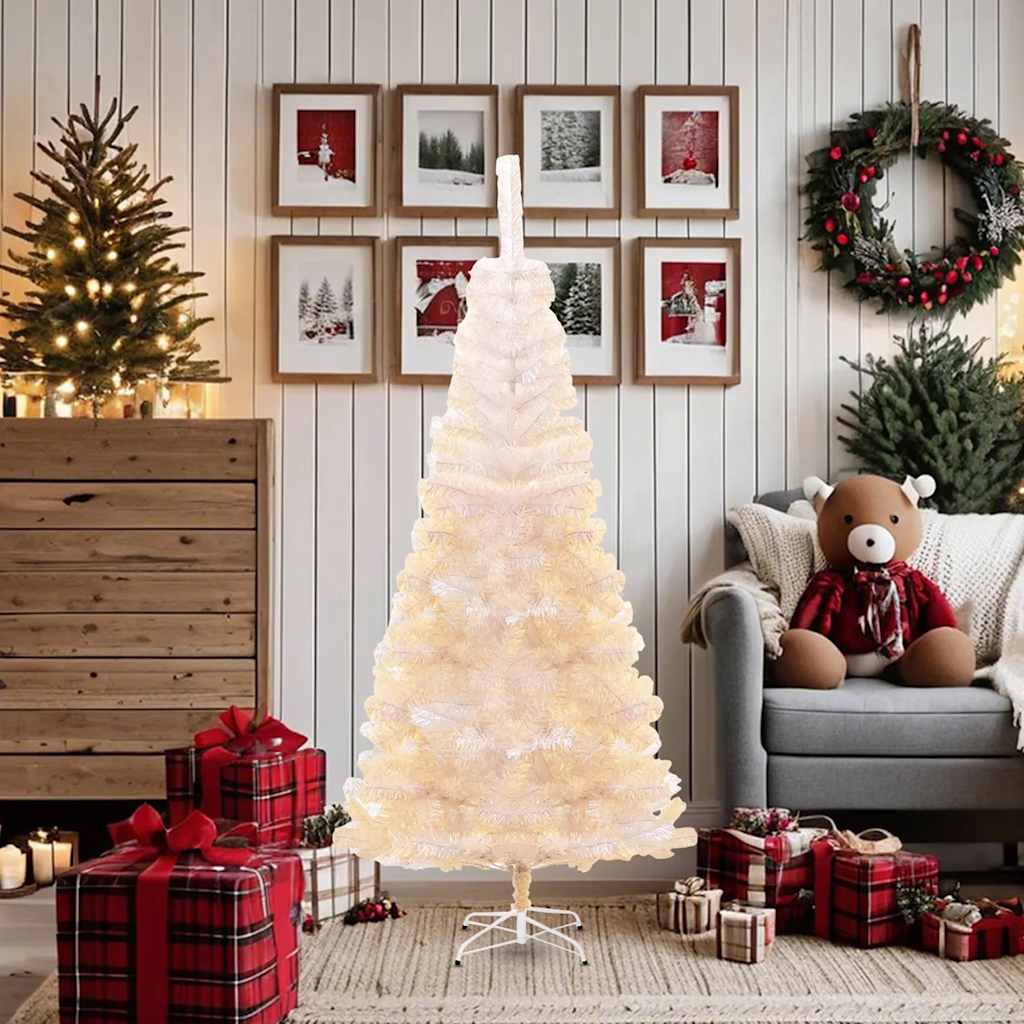 Kunstkerstboom met iriserende uiteinden 180 cm PVC wit is nu te koop bij PeponiXL, paradijselijk wonen!