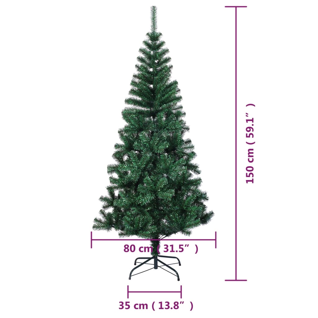 Kunstkerstboom met iriserende uiteinden 150 cm PVC groen is nu te koop bij PeponiXL, paradijselijk wonen!