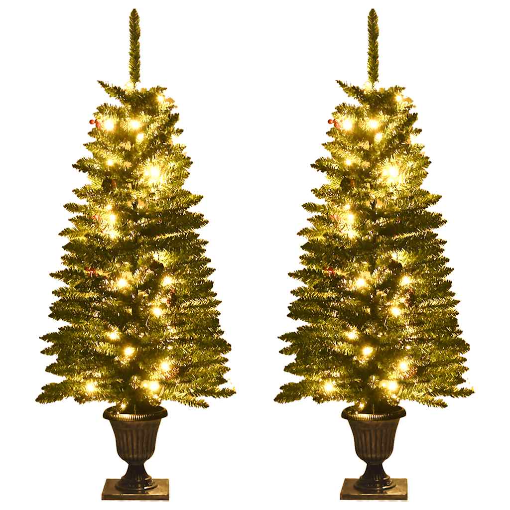 Kunstkerstbomen 2 st met krans, guirlande en LED's is nu te koop bij PeponiXL, paradijselijk wonen!
