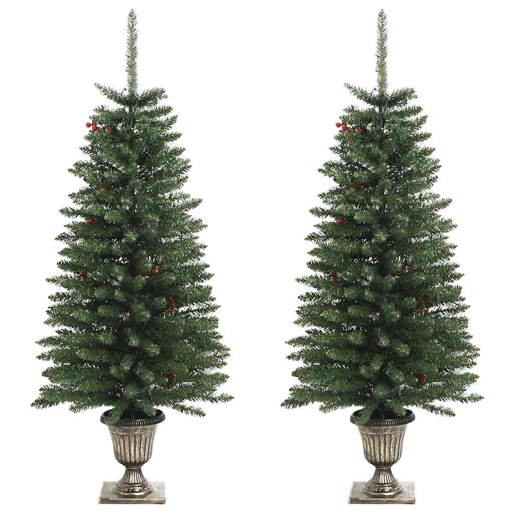 Kunstkerstbomen 2 st met krans, guirlande en LED's is nu te koop bij PeponiXL, paradijselijk wonen!