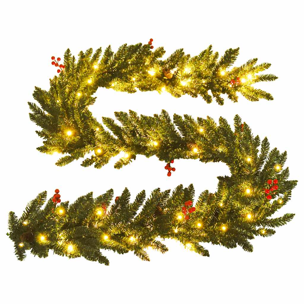 Kunstkerstbomen 2 st met krans, guirlande en LED's is nu te koop bij PeponiXL, paradijselijk wonen!