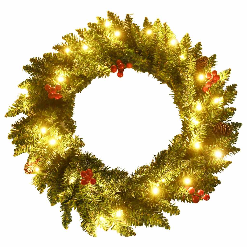 Kunstkerstbomen 2 st met krans, guirlande en LED's is nu te koop bij PeponiXL, paradijselijk wonen!