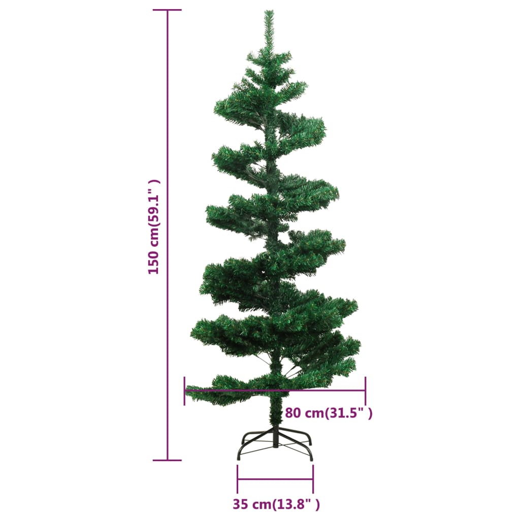 Kunstkerstboom met verlichting en standaard 150 cm PVC groen is nu te koop bij PeponiXL, paradijselijk wonen!