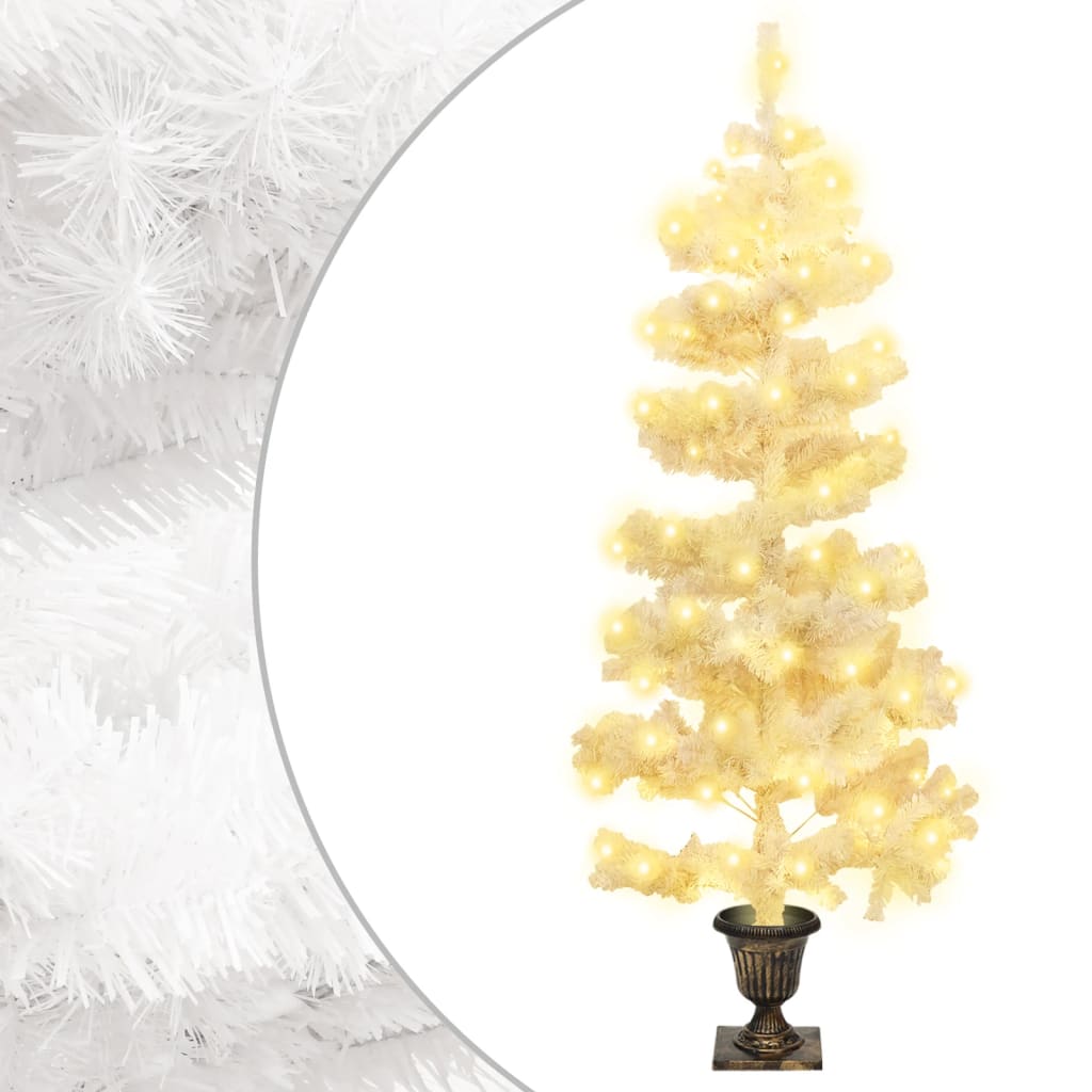 Kunstkerstboom met verlichting en pot 120 cm PVC wit is nu te koop bij PeponiXL, paradijselijk wonen!
