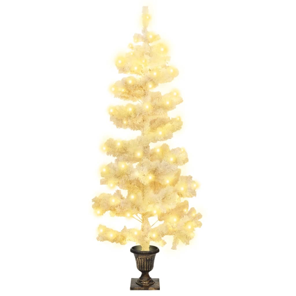 Kunstkerstboom met verlichting en pot 120 cm PVC wit is nu te koop bij PeponiXL, paradijselijk wonen!