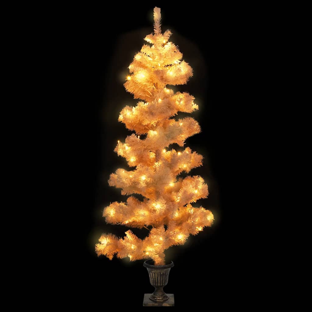 Kunstkerstboom met verlichting en pot 120 cm PVC wit is nu te koop bij PeponiXL, paradijselijk wonen!
