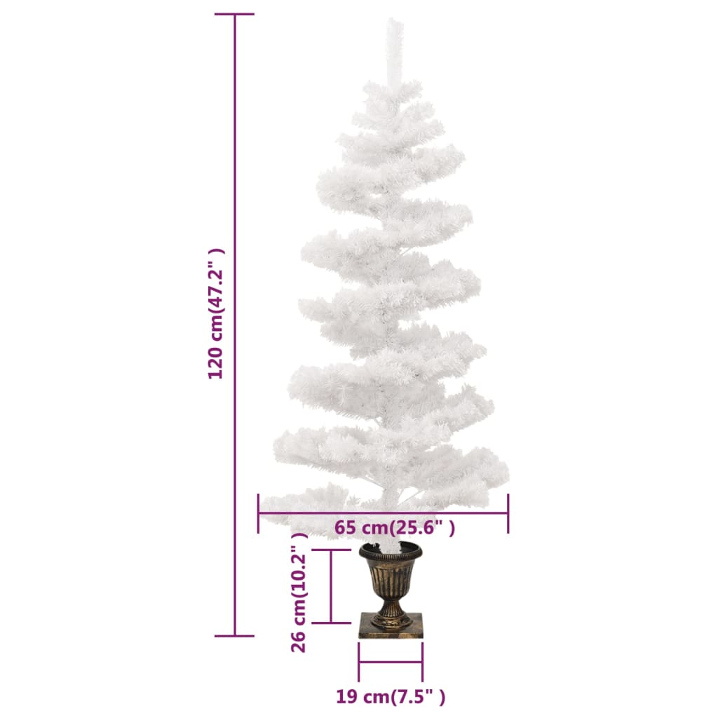 Kunstkerstboom met verlichting en pot 120 cm PVC wit is nu te koop bij PeponiXL, paradijselijk wonen!