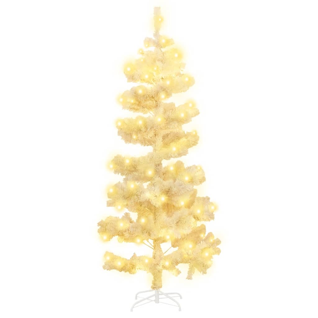 Kunstkerstboom met verlichting en standaard 150 cm PVC wit is nu te koop bij PeponiXL, paradijselijk wonen!