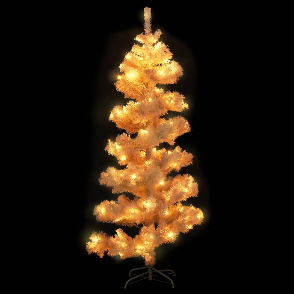 Kunstkerstboom met verlichting en standaard 150 cm PVC wit is nu te koop bij PeponiXL, paradijselijk wonen!
