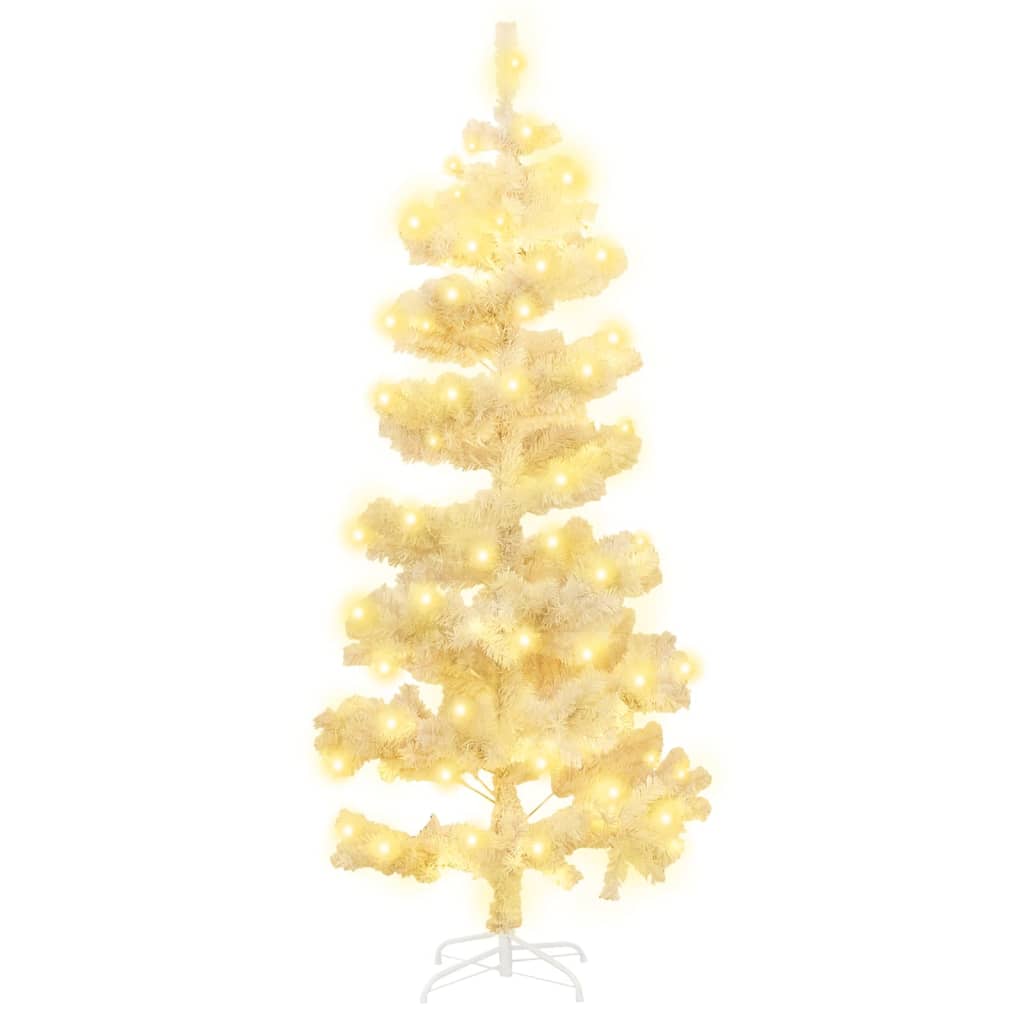 Kunstkerstboom met verlichting en standaard 180 cm PVC wit is nu te koop bij PeponiXL, paradijselijk wonen!