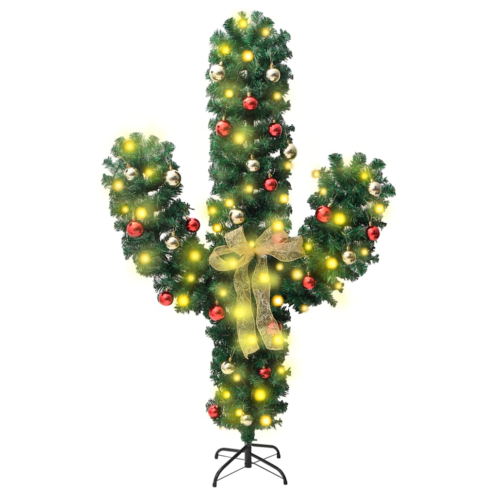 Kerstcactus met standaard en LED's 150 cm PVC groen is nu te koop bij PeponiXL, paradijselijk wonen!